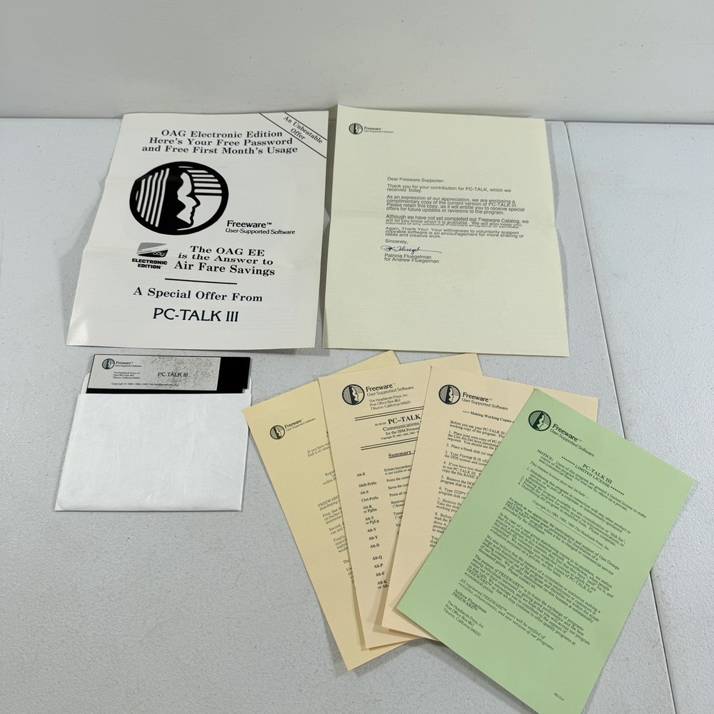 Freeware PC-Talk III Vintage PC 5.25" Diskette 1985